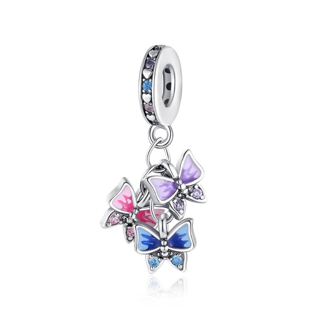 925 Butterflies Dangle Charm For Most Charm Bracelets